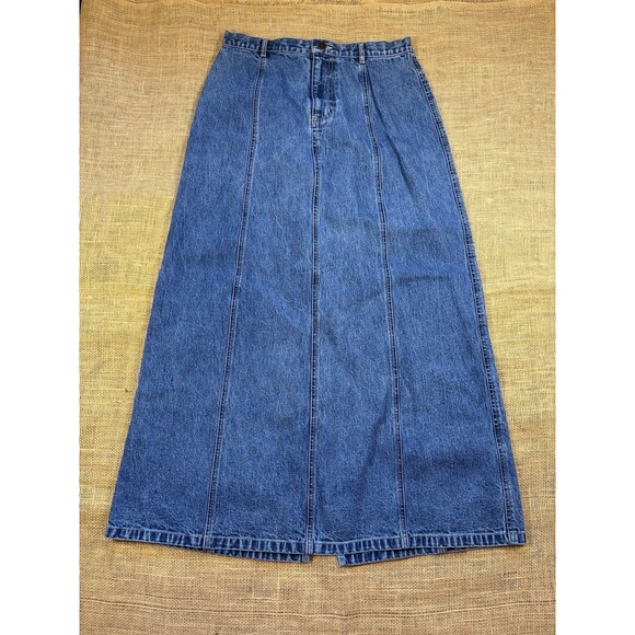 Vintage Eddie Bauer Woman's A-Line Midi Cotton Blue Denim Skirt Size 6 - Picture 1 of 4